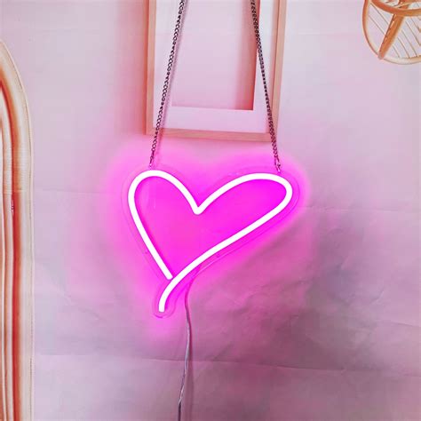 Heart Neon Sign, Love Heart Neon Sign, Neon Sign Wall Art, Love Sign ...