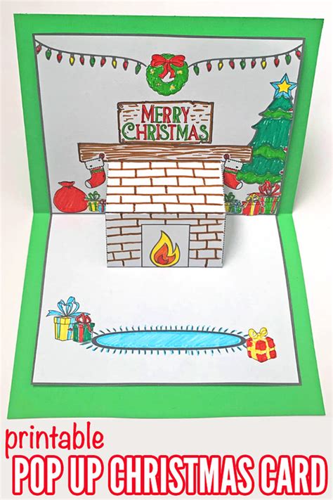 Christmas Pop Up Card Printable: Decorate the Holiday Mantlepiece