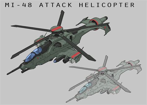 ArtStation - MI-48 ATTACK HELICOPTER, Bryan Flynn Attack Helicopter ...