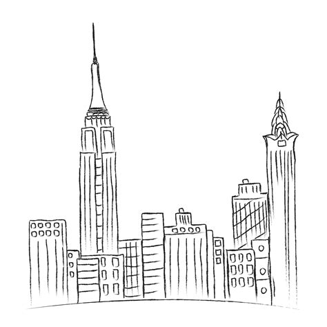 New York, city, sketch, vector | New york drawing, City drawing, City ...