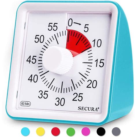 Secura 60-Minute Visual Timer, Classroom Countdown Clock, Silent Timer ...