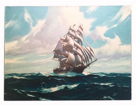 Antique Nautical Ship Oil Painting by Hunter Wood circa 1930's ...