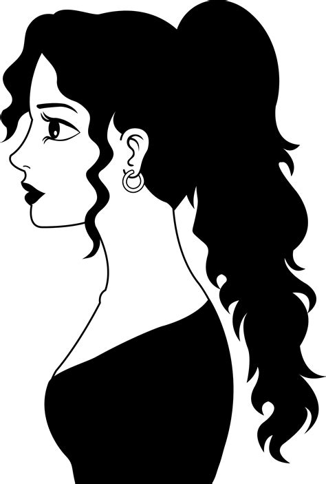 Profile of a Woman in Black and White - Free Clip Art