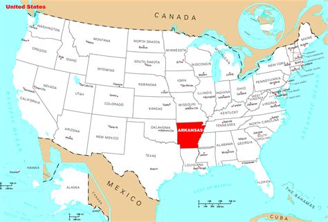 Detailed location map of Arkansas state | Arkansas state | USA | Maps ...