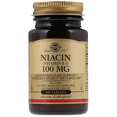 Solgar, Niacin (Vitamin B3), 100 mg, 100 Tablets - Byclue