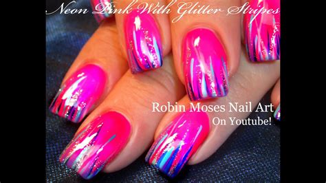 Neon Pink Hot Pink Nails With Glitter - Ymnailist portfolio contains ...