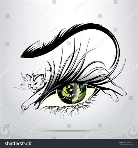 Vector Silhouette Eyes Cat Stock Vector (Royalty Free) 230679973 ...