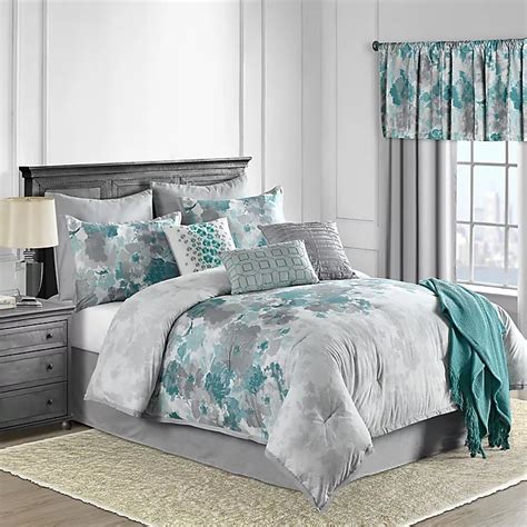 teal and grey bedding