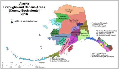 Map of Alaska Boroughs and Census Areas (County-equivalents)