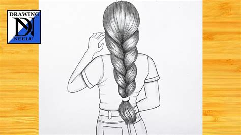 How to draw a girl Backside braid hair | Pencil sketch for beginner ...