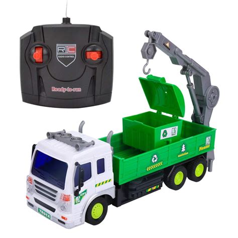 Children's Remote Control Garbage Truck with Lights, 4WD Recycling ...