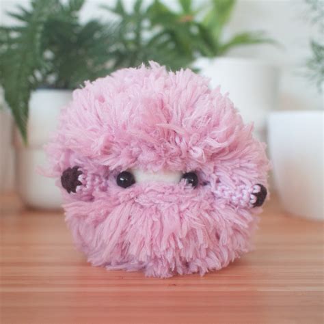 Fluffy purple monster plush - pastel purple handmade stuffed toy