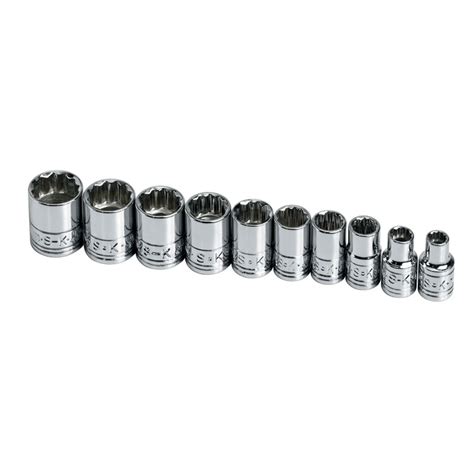 1/4 In Drive 12 Pt Metric Standard Socket Set - 10 Piece by SK Hand Tool