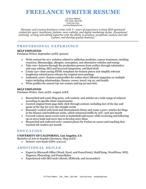 Freelance Writer Resume (Sample & How to Write)