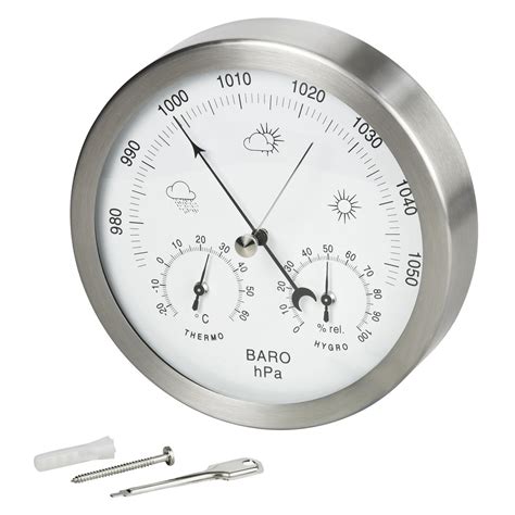 Indoor Outdoor Barometer Weather Station Stainless Steel - £19.99 ...