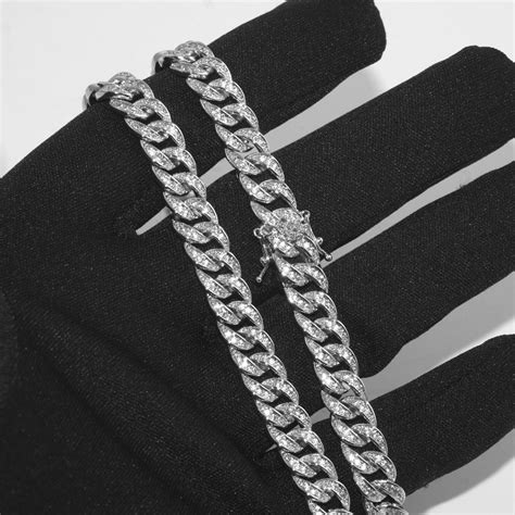 Sterling Silver 8mm Iced Out Cuban Chain – JewelryFresh