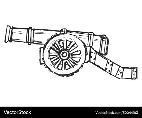 Sketch antique cannon Royalty Free Vector Image