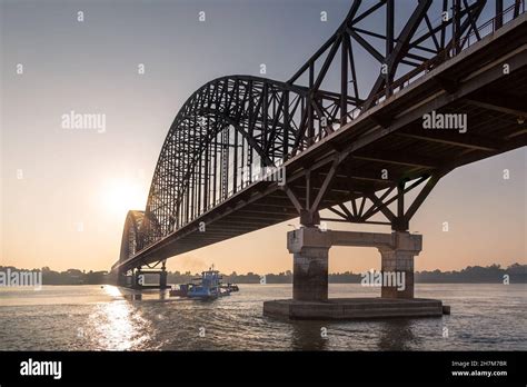 Irrawaddy Bridge (Yadanabon) over the Irrawaddy River in Myanmar (Burma ...