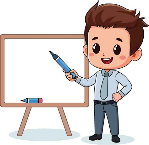 Male teacher with a whiteboard marker and a whiteboard in the ...