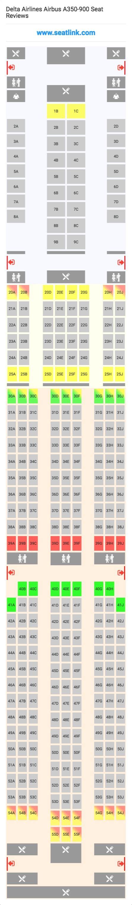 Delta Airlines Airbus A350-900 (359) Seat Map | Delta airlines, Airbus ...