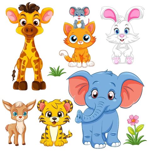 Cute Wild Animals Cartoon Character: Free Vector Templates - HD Stock ...