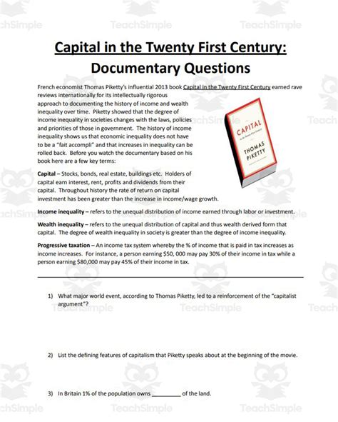 Study of Capital in the Twenty First Century Documentary by Teach Simple