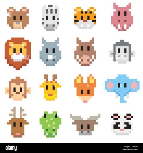 Pixel art animals Cut Out Stock Images & Pictures - Alamy