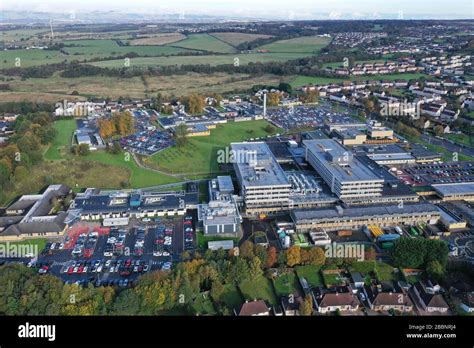 Aerial drone view of University Hospital Monklands Airdrie Stock Photo ...