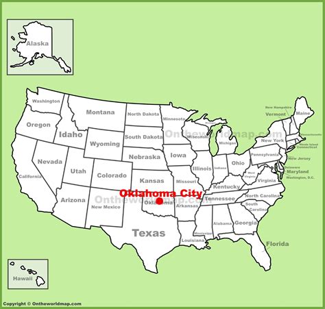 Oklahoma City location on the U.S. Map