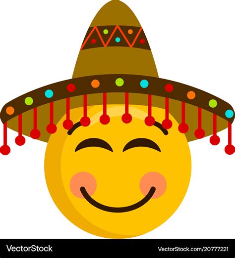 Happy emoji with a mexican hat Royalty Free Vector Image