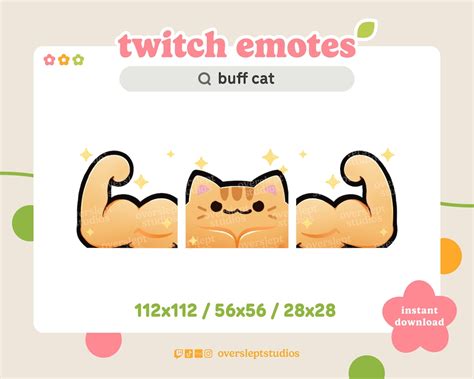 Buff Cat Emote Pack for Twitch and Discord, Orange Cat Twitch Emotes ...