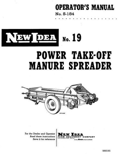 New Idea 19 Manure Spreader Manual | Farm Manuals Fast