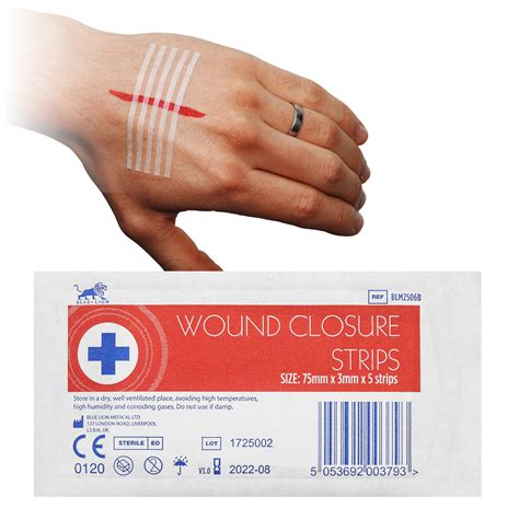 Blue Lion 3mm x 75mm Sterile Wound Closure Skin Stitch Adhesive Wound ...