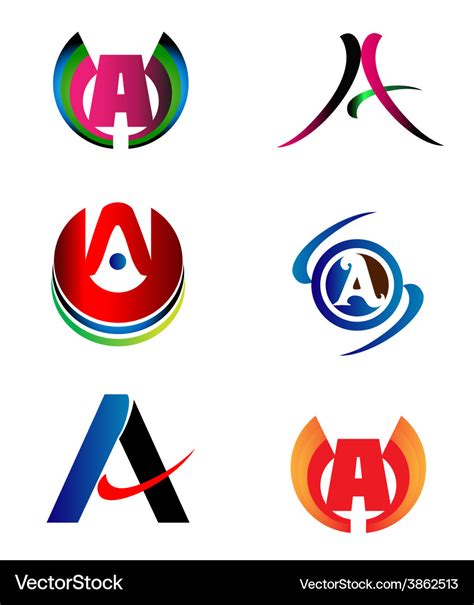 Letter a logo design sample icon set Royalty Free Vector