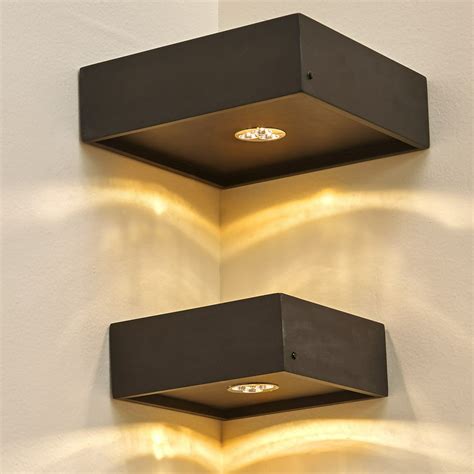 Floating Corner Shelves with LED Lights – Wall Décor - Set of 2 - Black ...