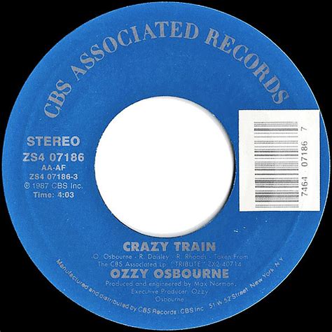 Ozzy Osbourne - Crazy Train (1987, Vinyl) | Discogs