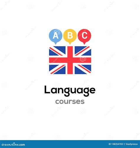 English Language School Logo Course Concept. Vector English Speak ...