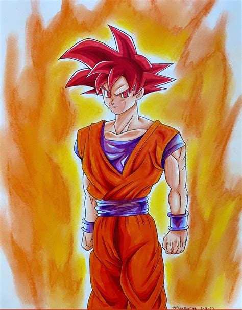 Super Saiyan God Goku Traditional Anime Drawing Room Decoration - Etsy