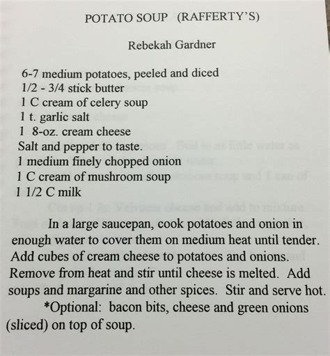 Potato soup (Rafferty's) | Homemade soup recipe, Rafferty's potato soup ...