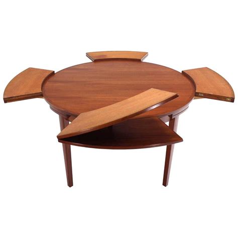 Rare Danish Modern Teak Round Expandable Top Dining Table at 1stdibs