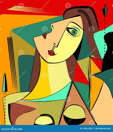 Cubist portrait -19-145 stock vector. Illustration of drawing - 195816291