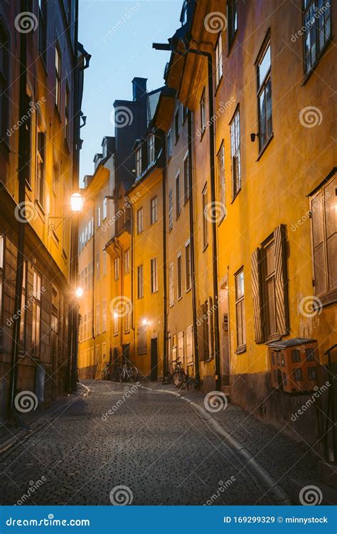 Stockholm Gamla Stan Old Town District at Night, Sweden Stock Image ...