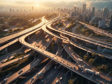 Premium AI Image | an aerial view of a highway intersection with ...