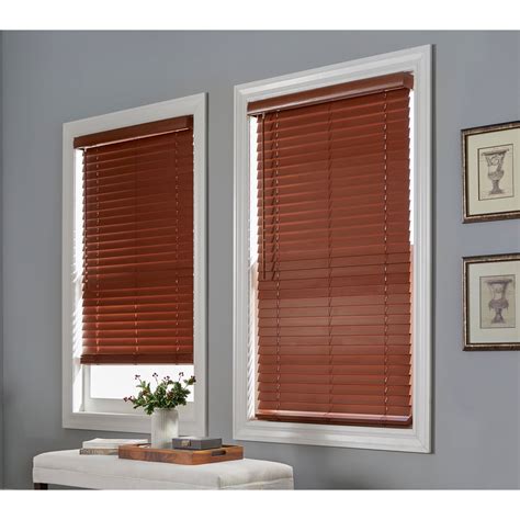 Brylanehome 2" Faux Wood Cordless Blinds - 36I W 64I L, Mahogany ...