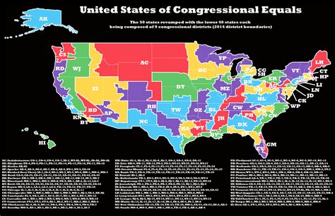 United States of Congressional Equals: The 50 states revamped with the ...