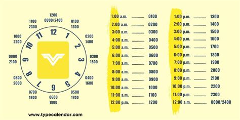 Free Printable Military Time Chart Templates - Master The 24-Hour Clock ...