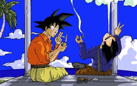 Download Goku And Vegeta Smoking Weed Wallpaper | Wallpapers.com