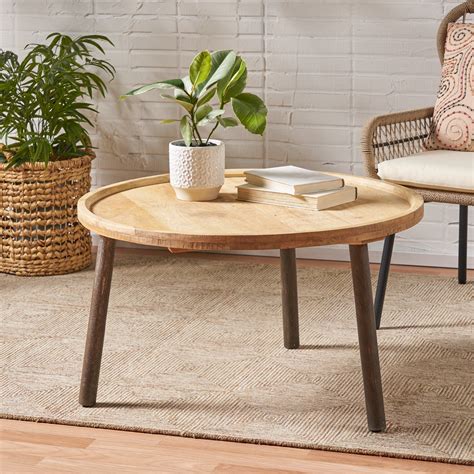 Noble House Camry Rustic Handcrafted Round Mango Wood Coffee Table ...