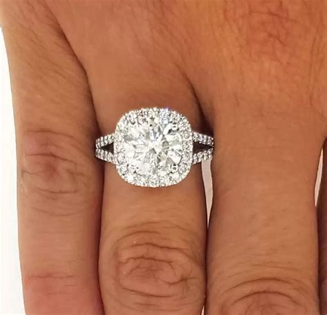 3.50 Ct Round Cut Cushion Halo Diamond Engagement Ring