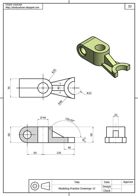 Pin by STUDYCADCAM on 3D Modeling Practice | Autocad isometric drawing ...